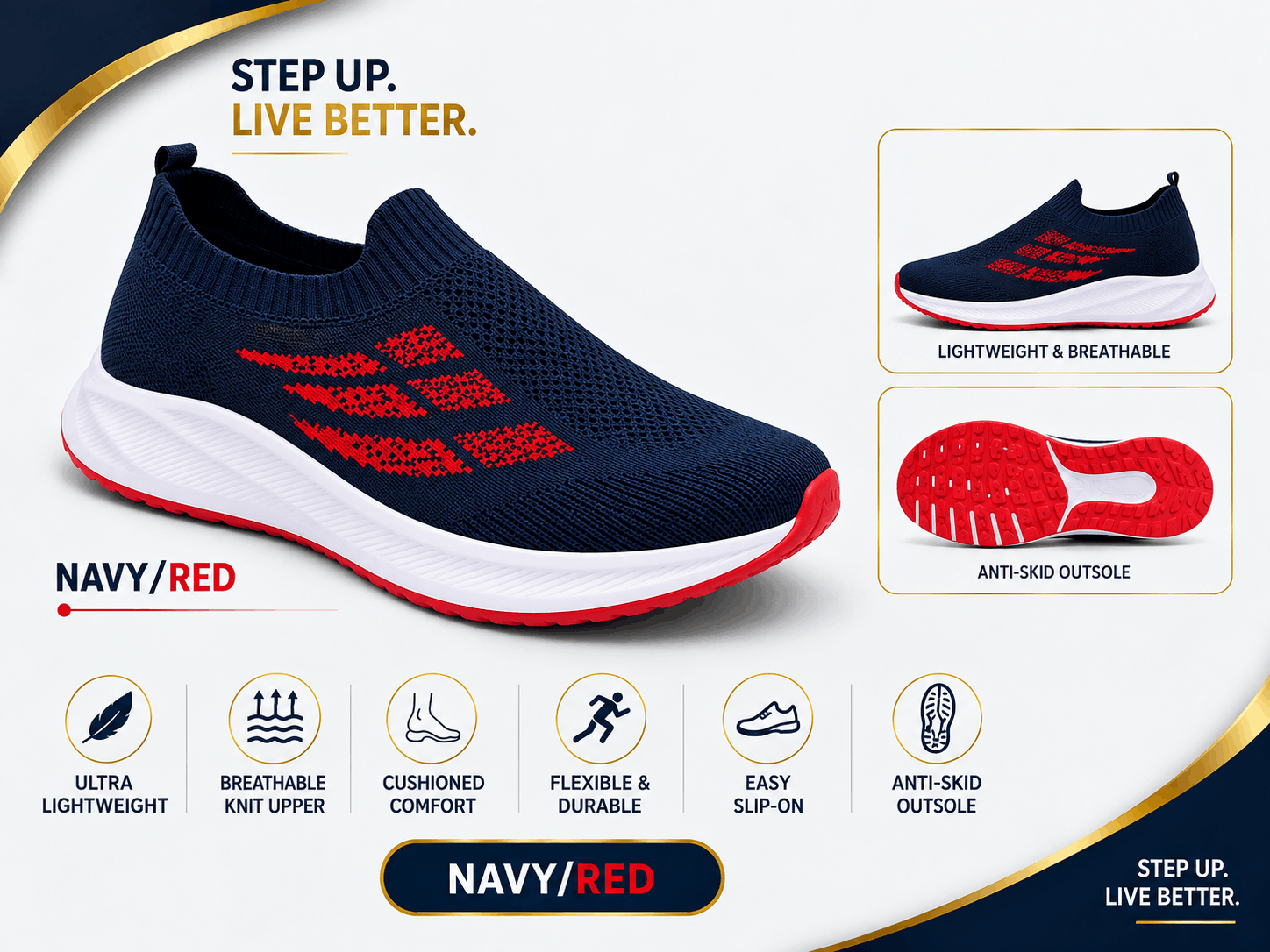 Step In To Comfort Navy-Red